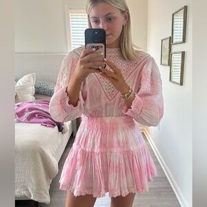 Love Shack Fancy pink and white lace dress size P/0. Never worn no sales tag